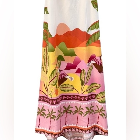 Anthropologie pink palm maxi dress resortwear boho beachy  feminine romantic - Picture 4 of 4